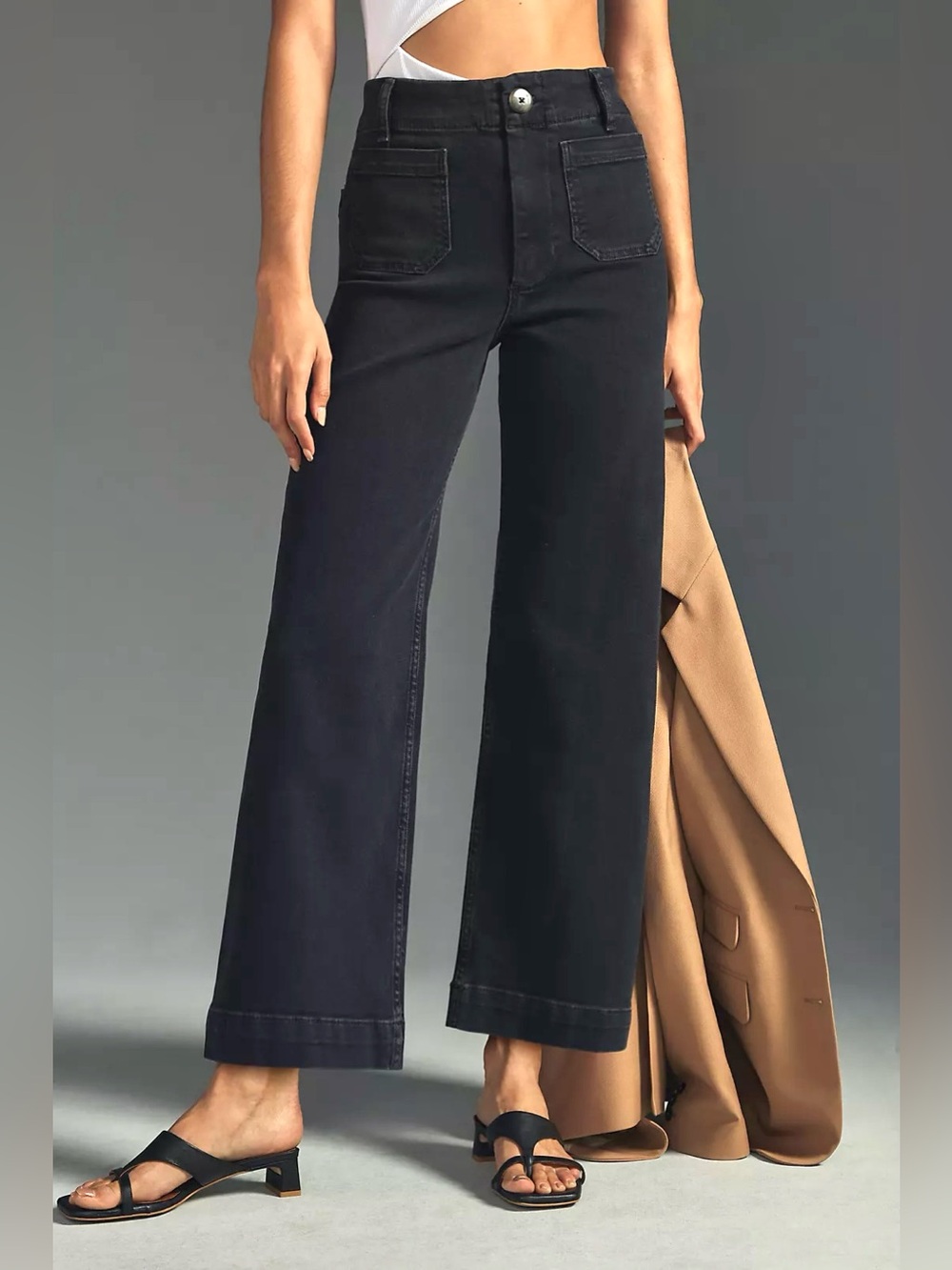 PILCRO Anthropologie The Skipper Wide-Leg Jeans Grunge Black Wash